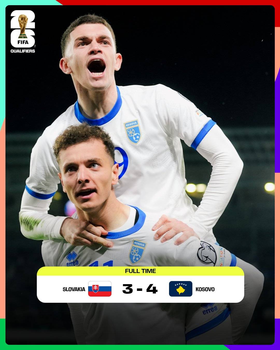 ⚽ Kosovo🇽🇰, Poland🇵🇱, Bosnia and Herzegovina🇧🇦 and Czechia🇨🇿 are now one game away from qualifying...