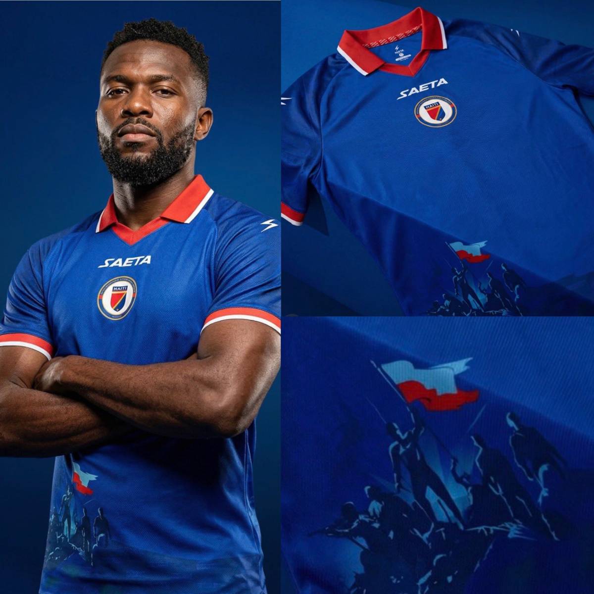 Colombian brand #Saeta unveiled Haiti's #WorldCup2026 kits. The country returns to the World Cup aft...