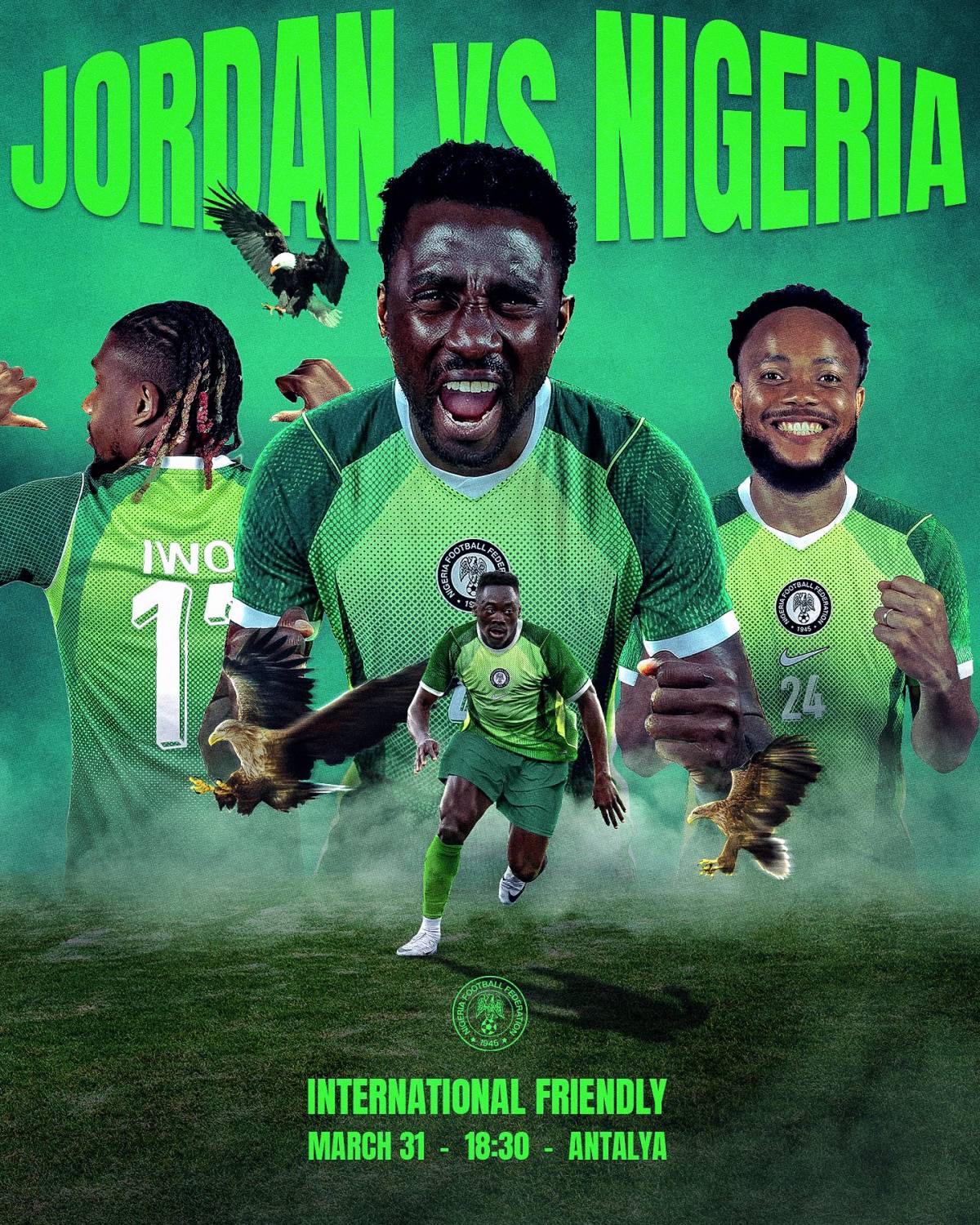 Nigeria's #SuperEagles🇳🇬 are dominating today's friendly match against #Jordan🇯🇴
📝 Half-time: Jord...
