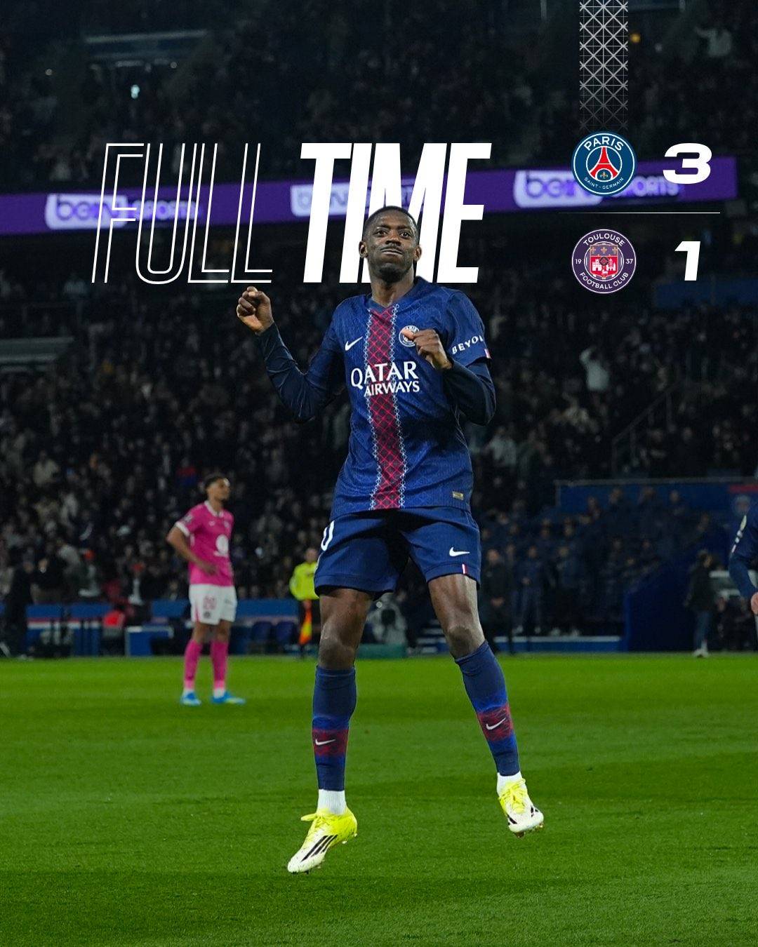 Ousmane Dembélé scored TWICE in #PSG's 3-1 win over #Toulouse. Gonçalo Ramos scored too for Les Roug...