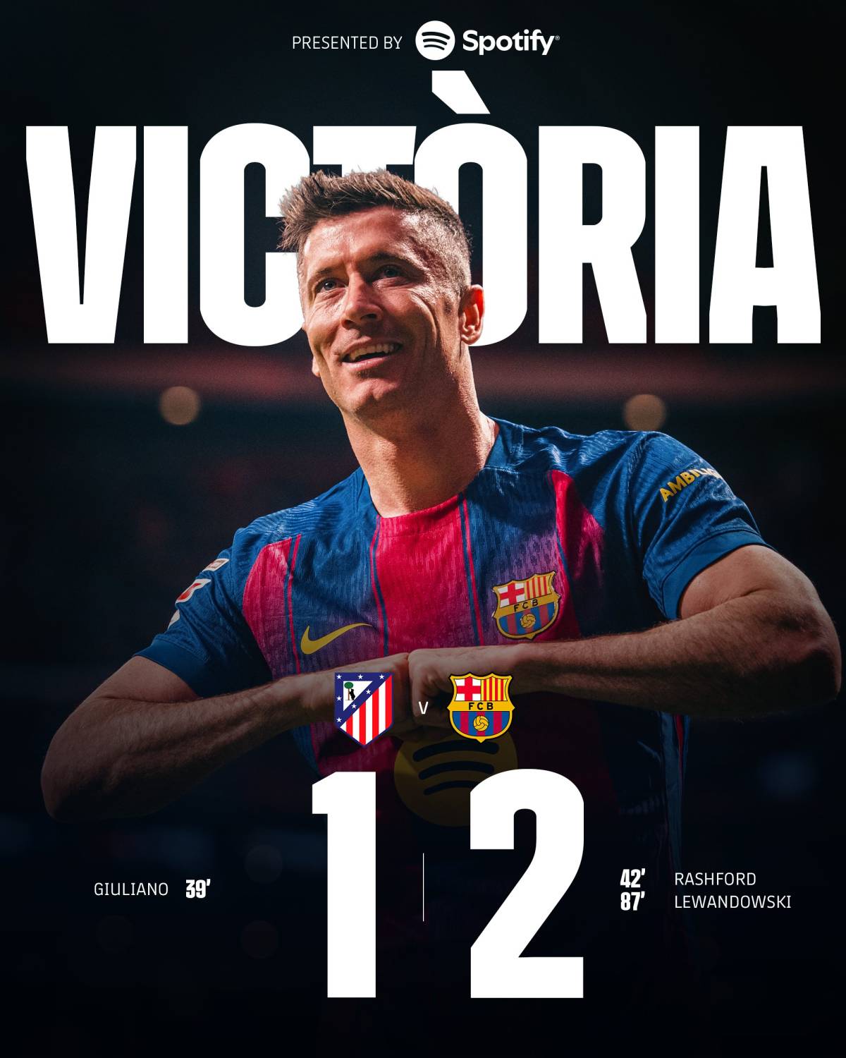 📝 Full-time: Atlético Madrid 1 - 2 Barcelona🥇
⚽ Goals of Marcus Rashford (⏱️42') and Robert Lewa...