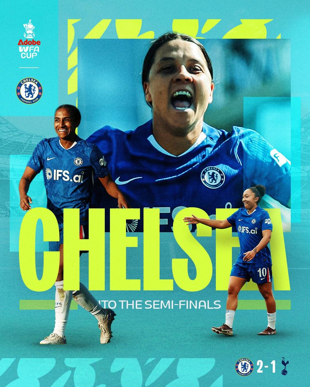 #ChelseaFCW are #AdobeWomensFACup semifinalists after eliminating #Tottenham 🔥
📝 Full-time: 🥇Che...