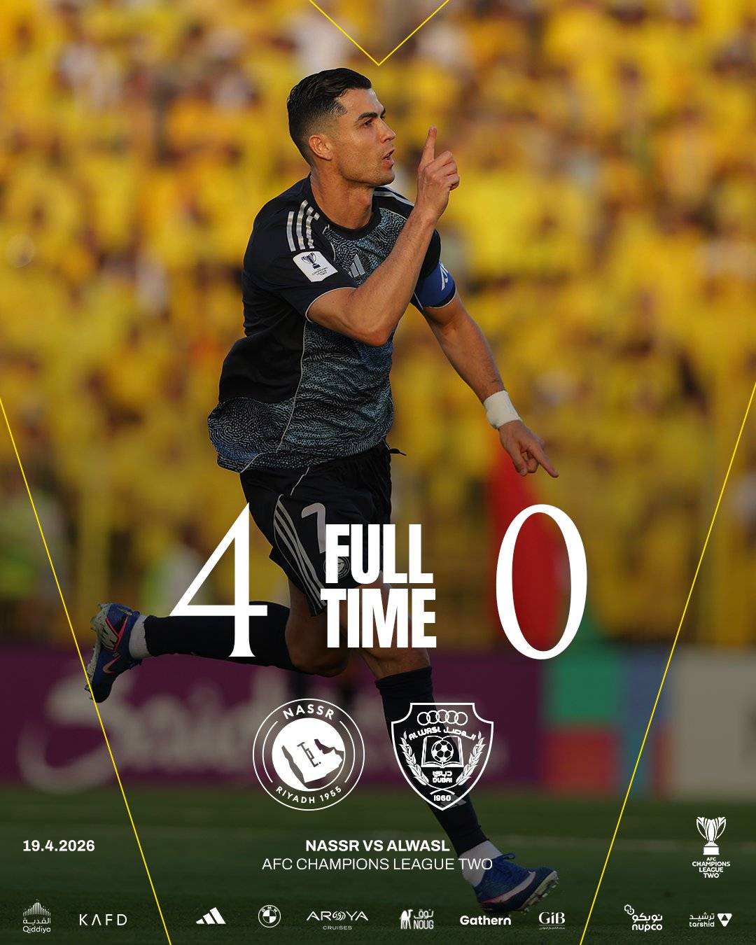 ⚽🔥Al Nassr secured a powerful win against Al Wasl with goals of Cristiano Ronaldo (11'), Iñigo Mar...