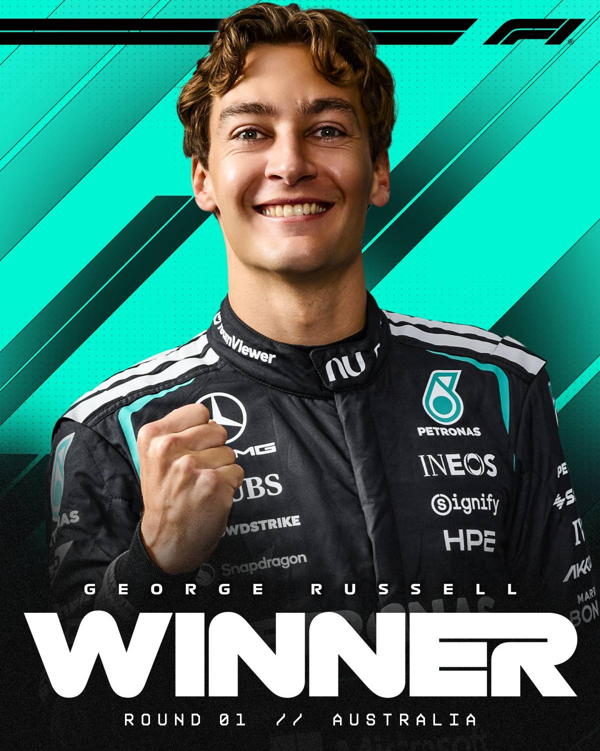 #Mercedes' George Russell takes podium at Melbourne, winning the #AustralianGrandPrix ๐๏ธ
Kimi Anton...
