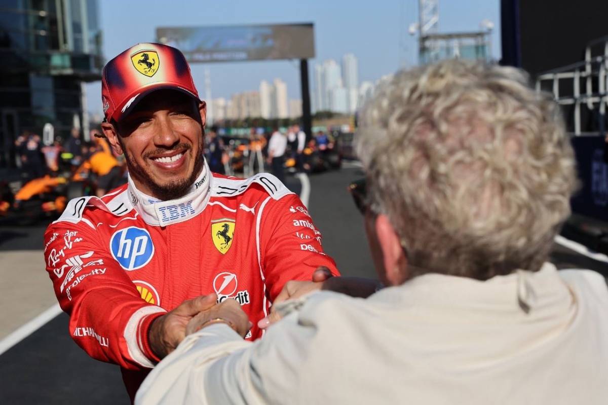 On Mother's Day, Sir Lewis Hamilton celebrated his first #Ferrari podium with his mother, Carmen Lar...