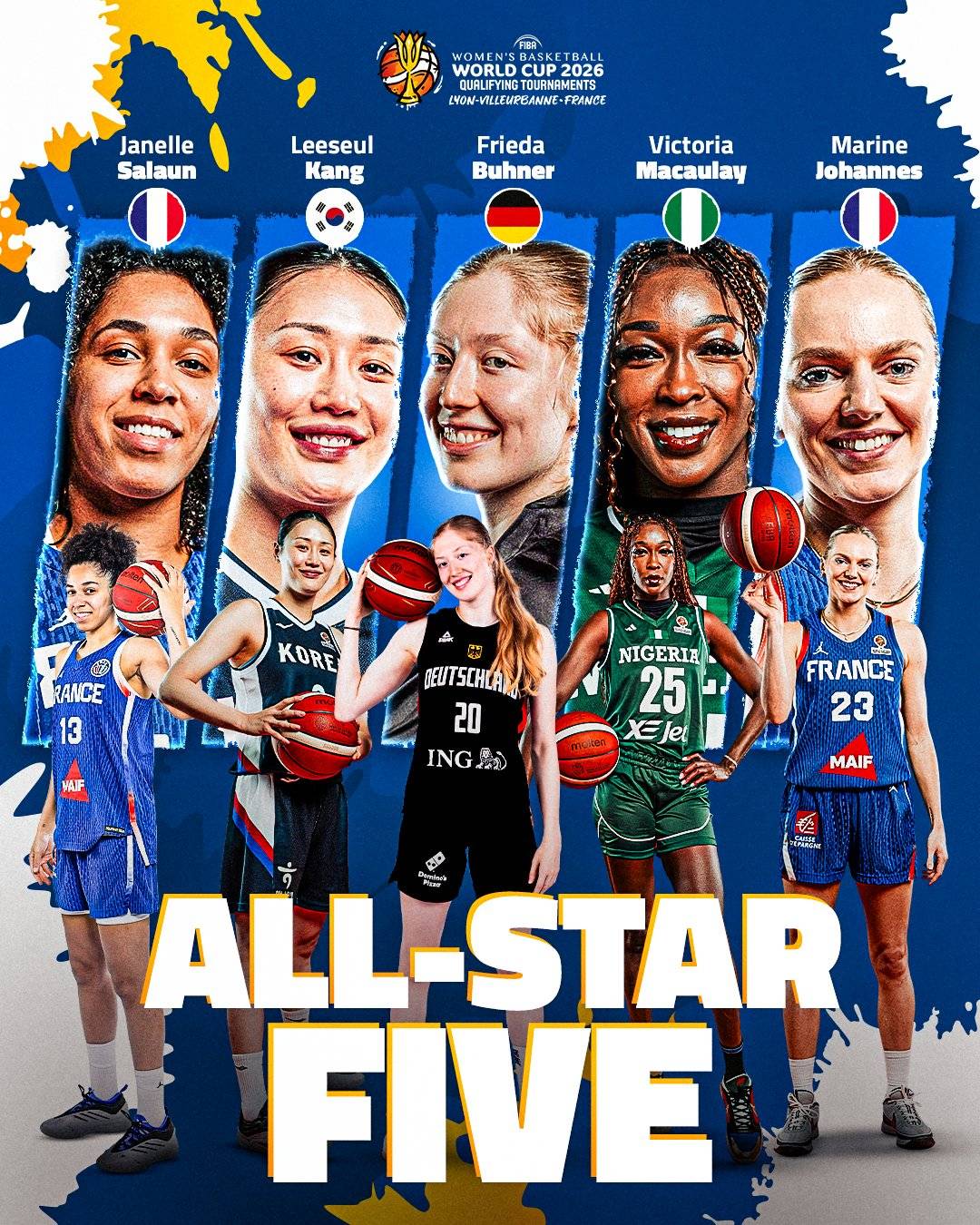 D'Tigress star Victoria Macaulay is part of the "All-Star 5" of the #FIBAWWC Qualifiers at Lyon-Vill...