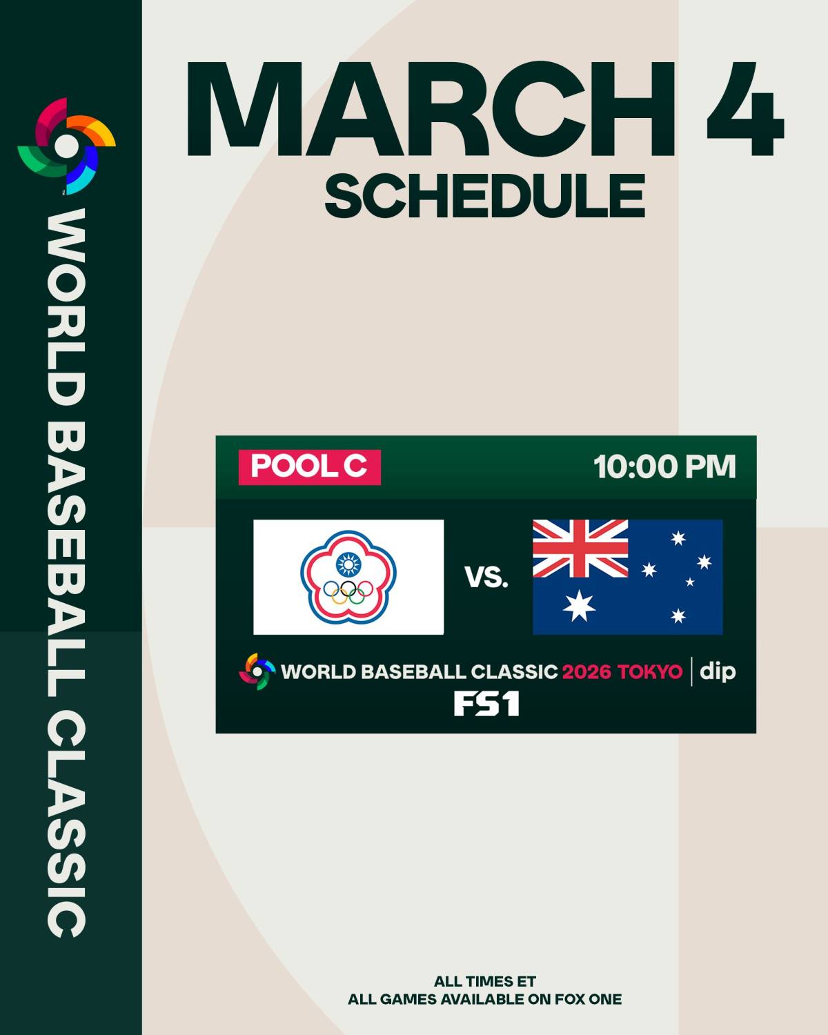 The #WorldBaseballClassic starts tonight with #ChineseTaipei vs. #Australia! ⚾
#WBC2026 #Baseball...