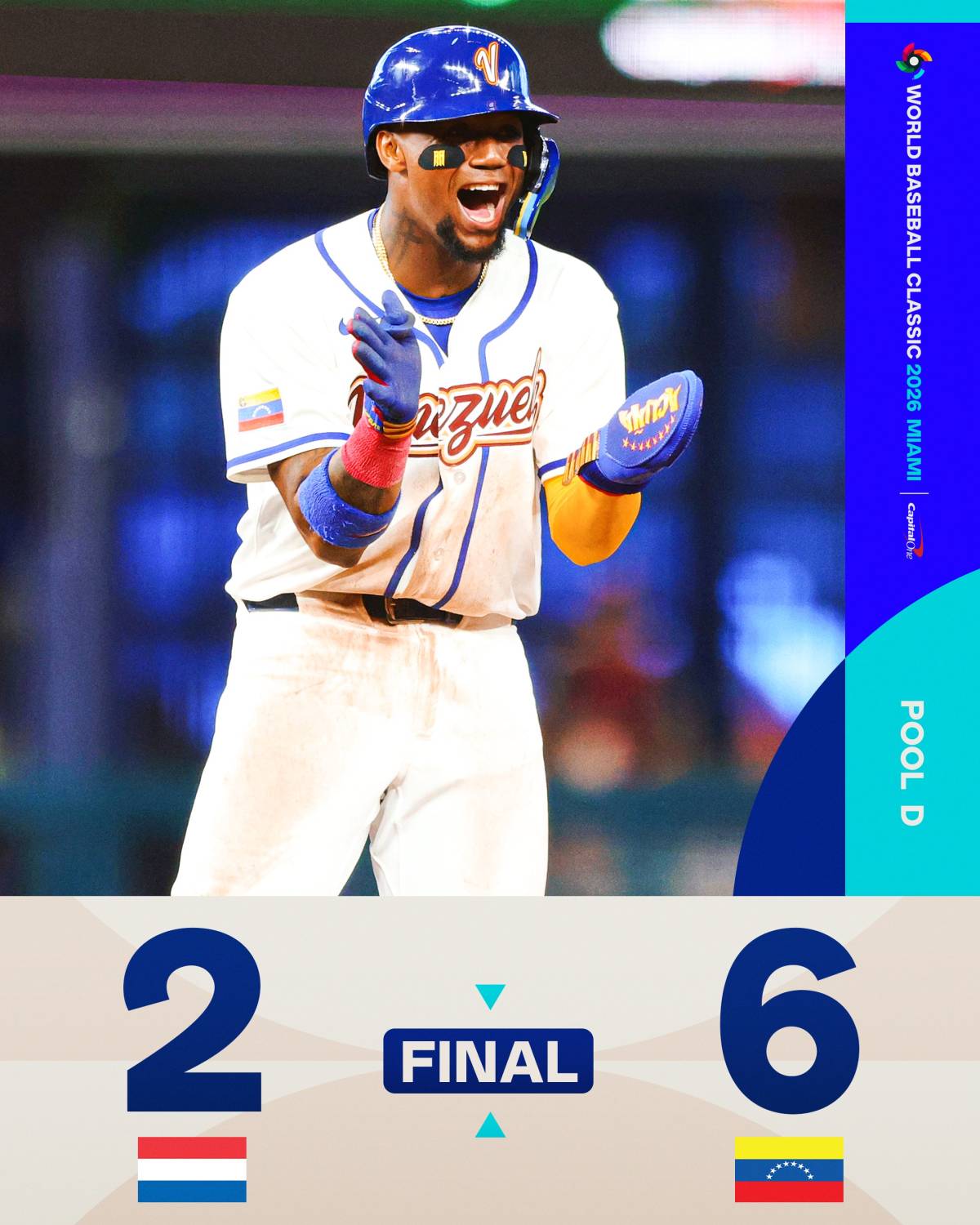 Team #Venezuela ๐ป๐ช secures first victory against #Netherlands ๐ณ๐ฑ
#Baseball #WBC2026 #WorldBaseballC...