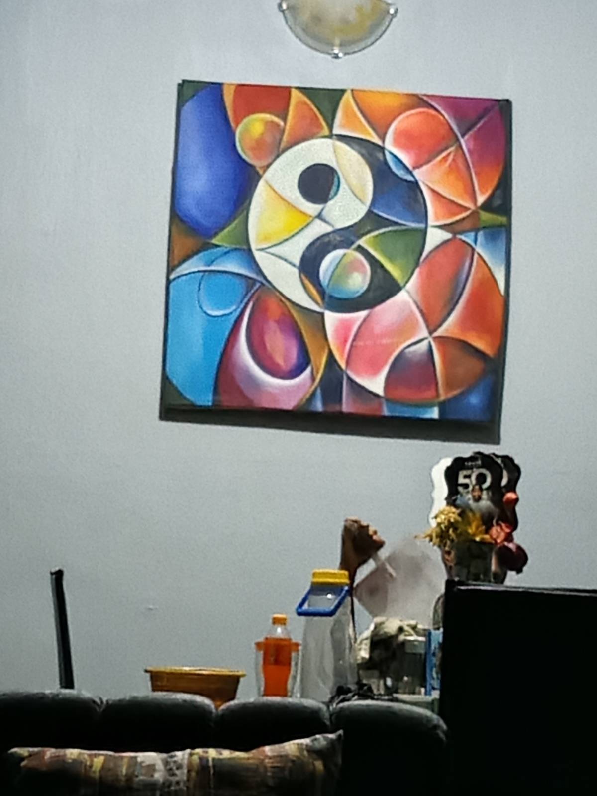 Artwork circles of life hanging above my dining table