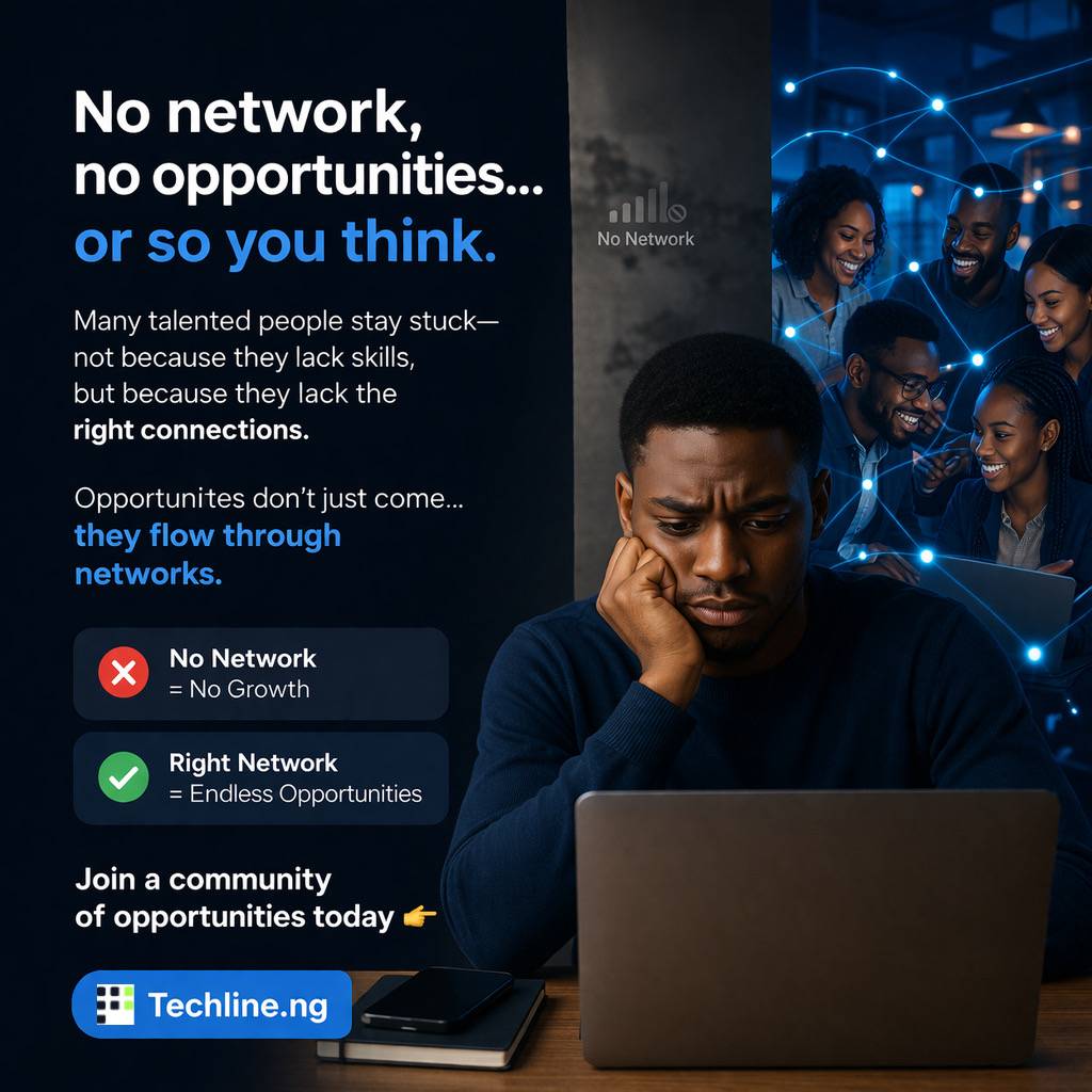 No network = No growth โ
Right network = Endless opportunities โ
Join Techline.ng ๐
Hashtags:
#T...
