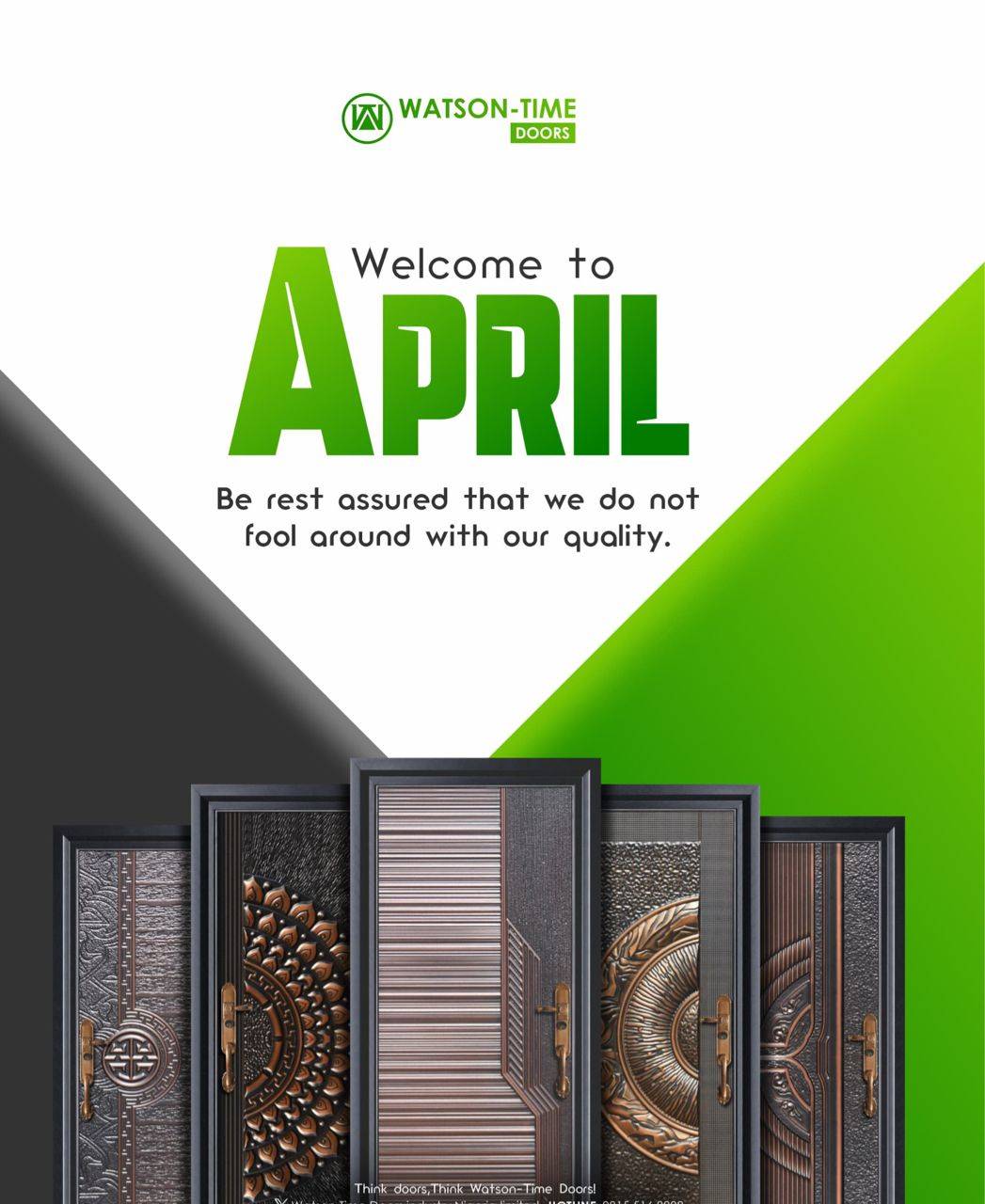 Happy new month from all of us in NEW WATSON DOORS ENUGU