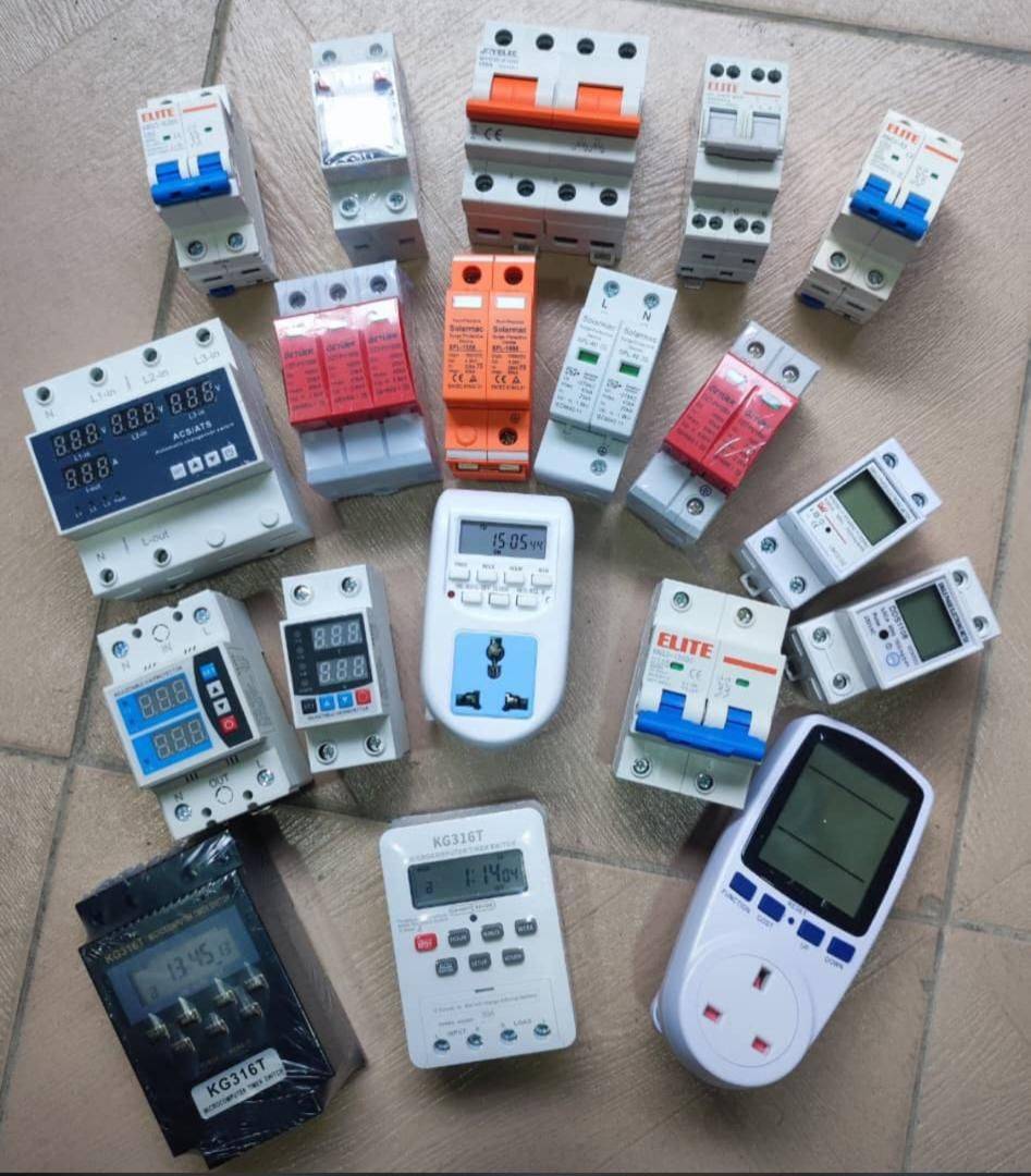 Breaker, surge protector, voltage regulator,
Timer, changeover breaker