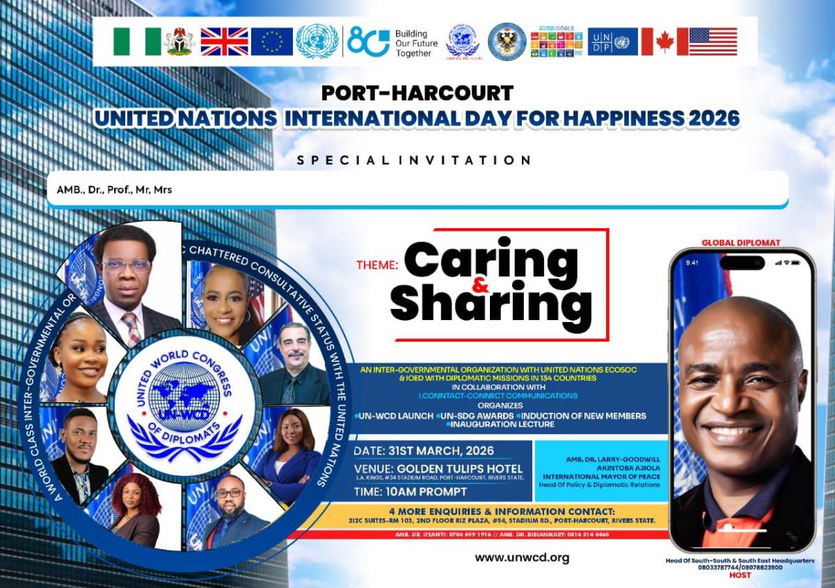 UN-WCD _ United World Congress of Diplomats cordially invites the general public to her program cele...