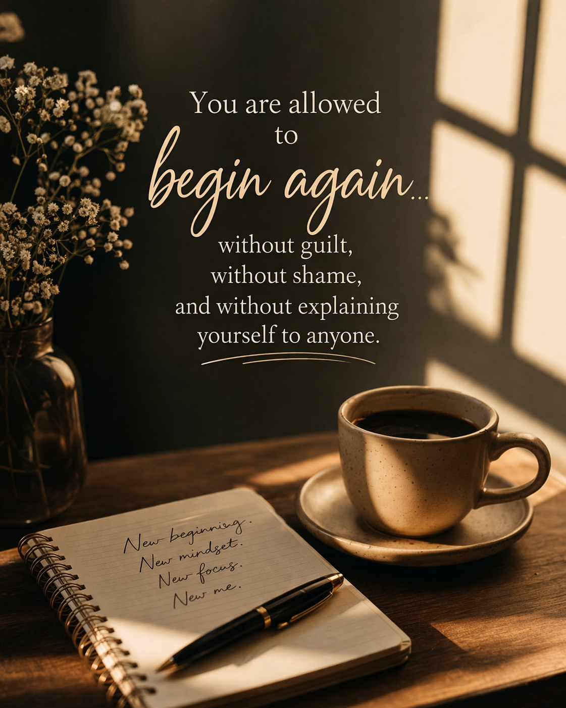 You don’t need permission to reset your life.
Not from people, not from your past, not even from you...