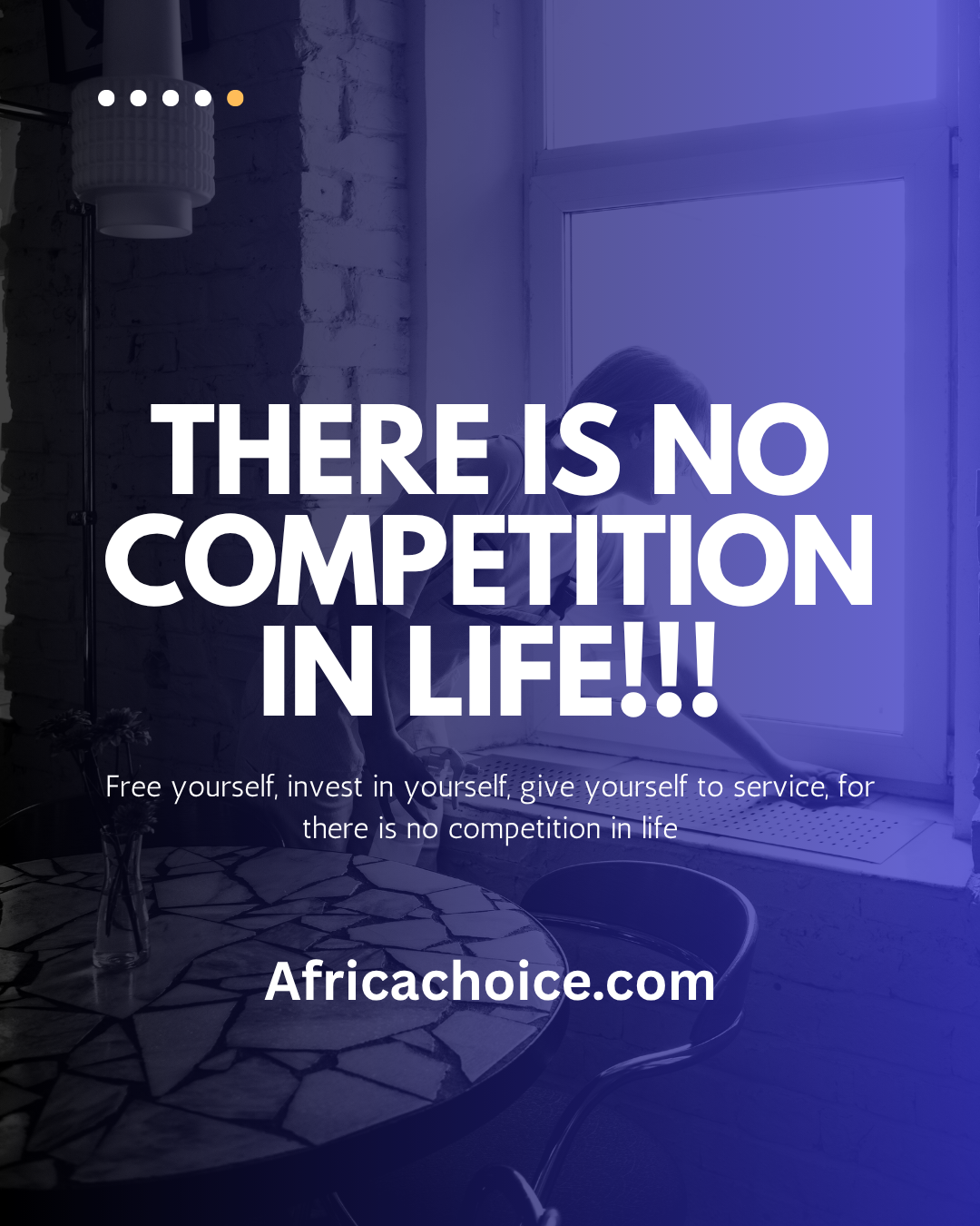 Remember, “There Is No Competition In Life,” so learn to free yourself, to invest in yourself, to gi...