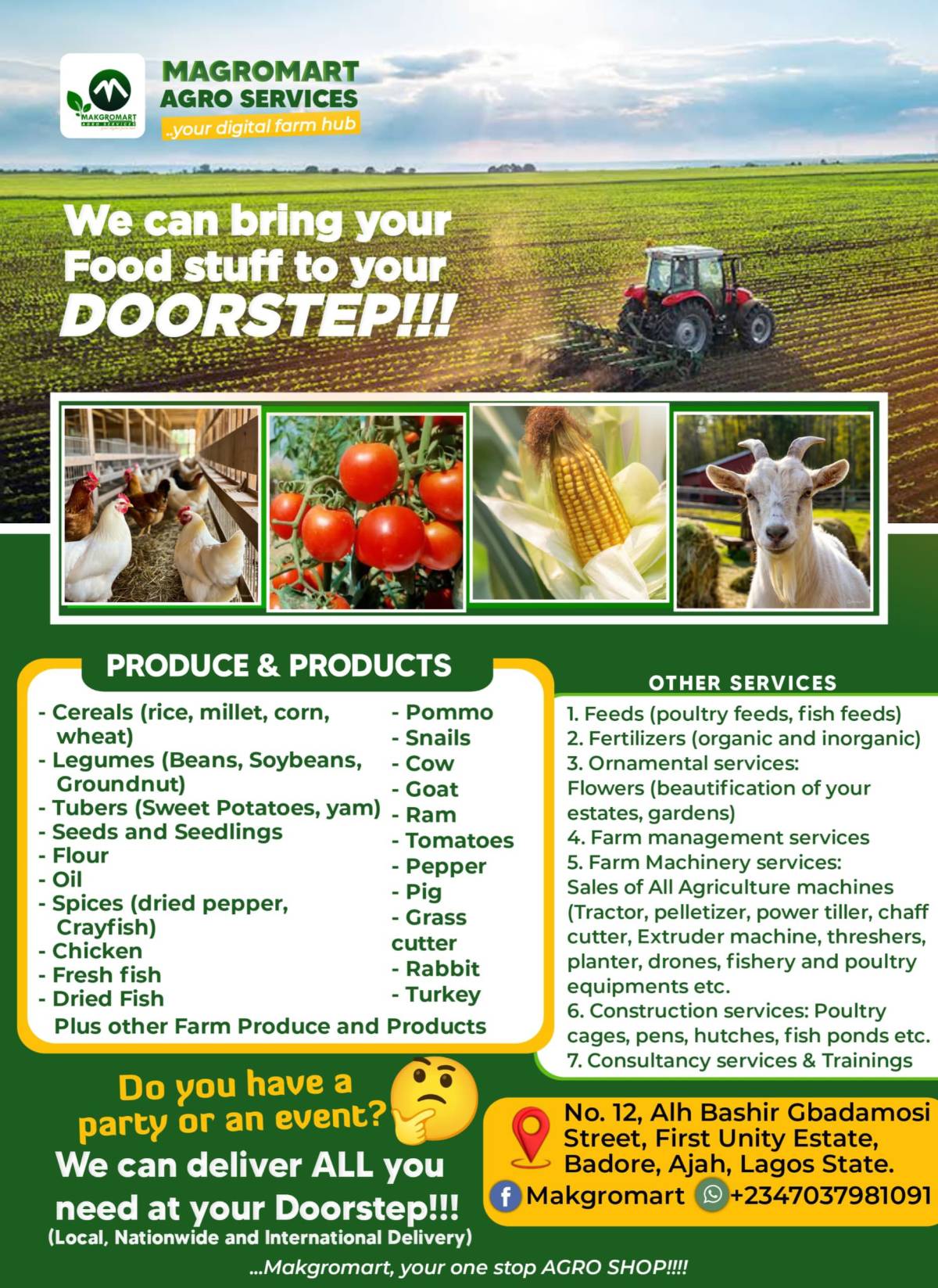 Makgromart is a shop that connects you to Agriculture Produce, Products and Agro-allied Services tha...