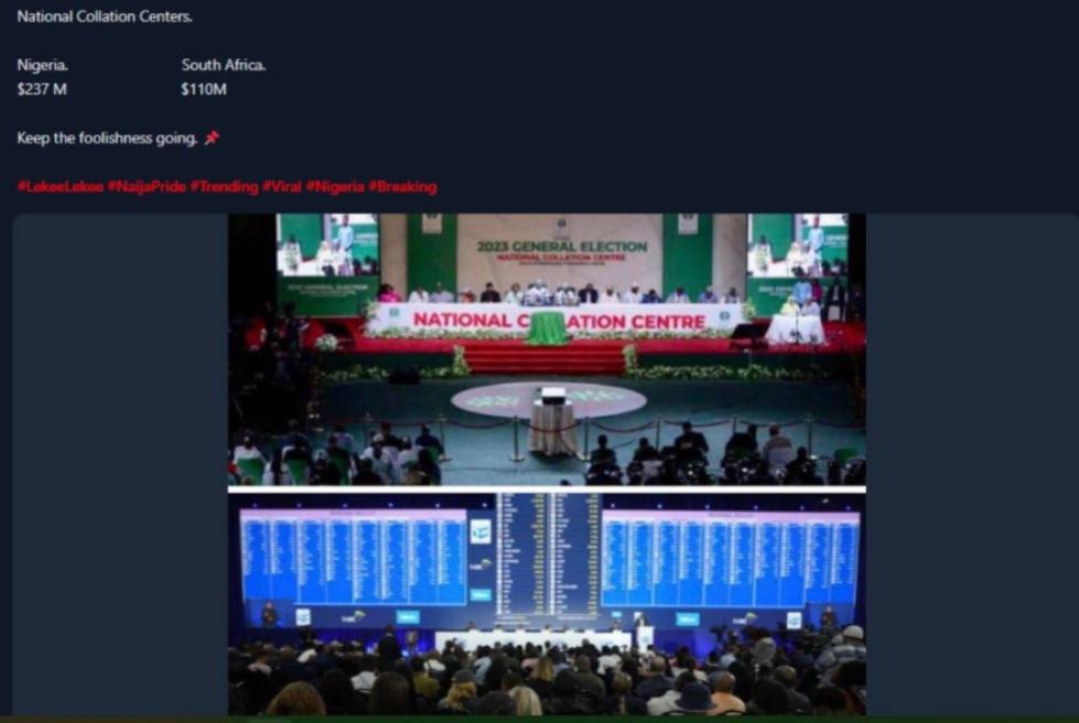National Collation Centers.
Nigeria. South Africa.
$237 M...
