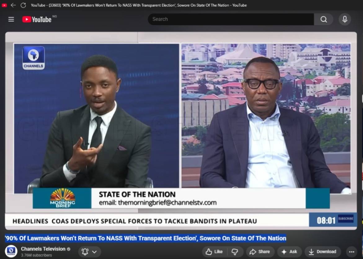 '90% Of Lawmakers Won’t Return To NASS With Transparent Election', Sowore On State Of The Nation