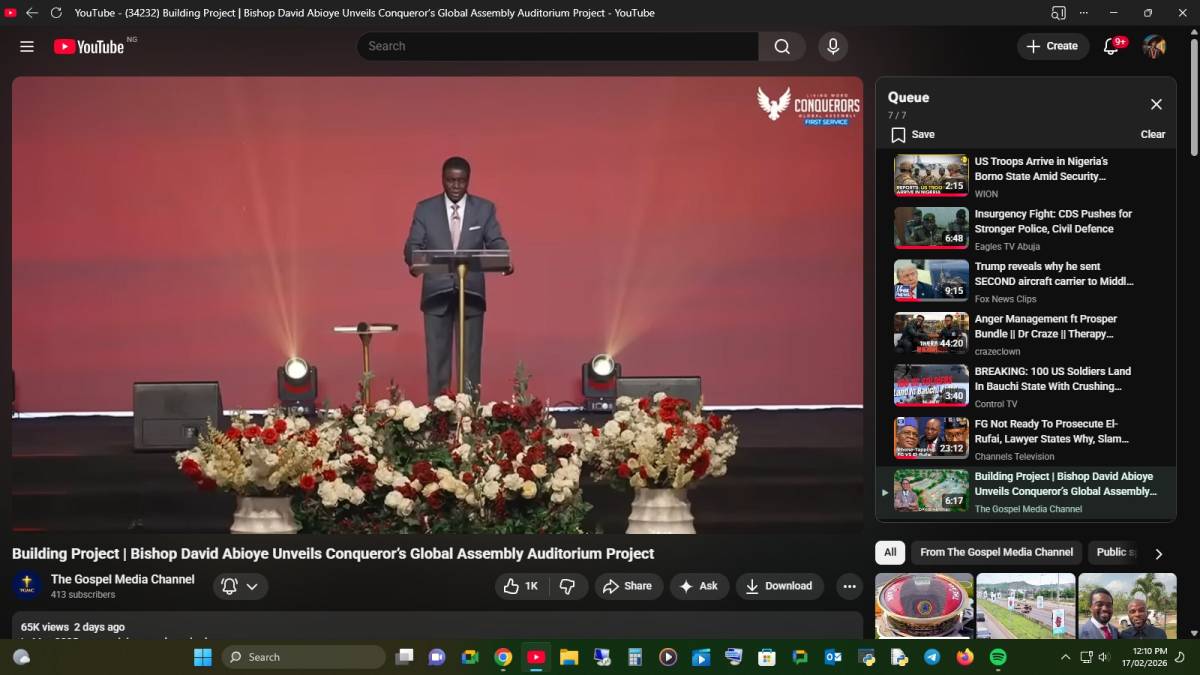 Building Project | Bishop David Abioye Unveils Conqueror’s Global Assembly Auditorium Project.
sourc...