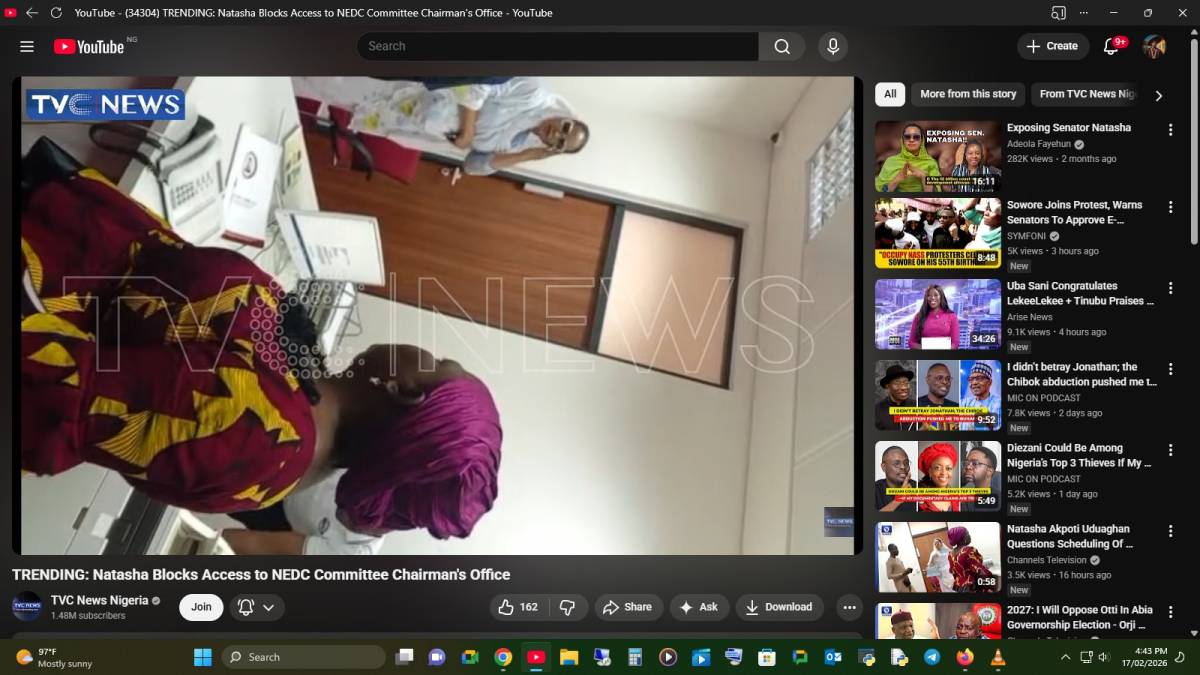 TRENDING: Natasha Blocks Access to NEDC Committee Chairman's Office
source:-https://youtu.be/oIdCPGz...