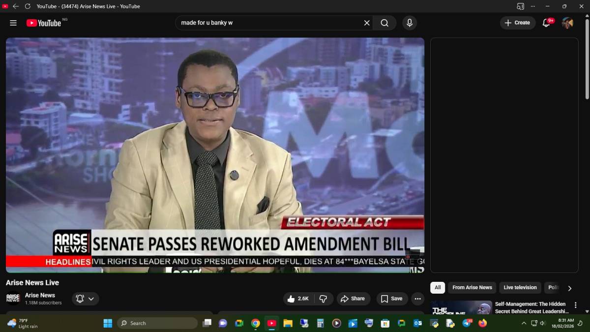 Arise TV Morning Show
Source:- https://www.youtube.com/live/x4wL-fWyhI0?si=qk2Fl6w0VMHnBxbF