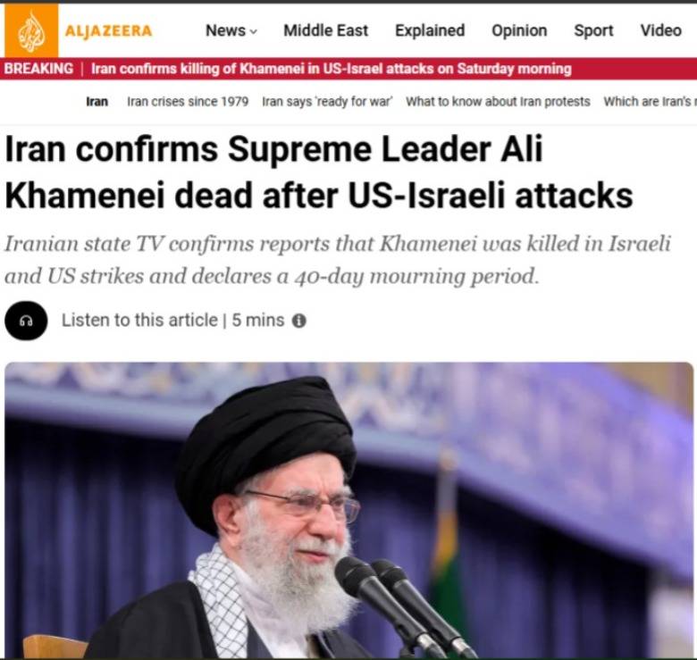 Iran confirms Supreme Leader Ali Khamenei dead after US-Israeli attacks
Iranian state TV confirms re...