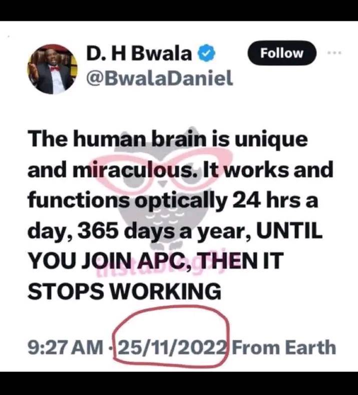 Life Lesson from
Daniel Bwala's brain 🧠🧠🧠has stopped working