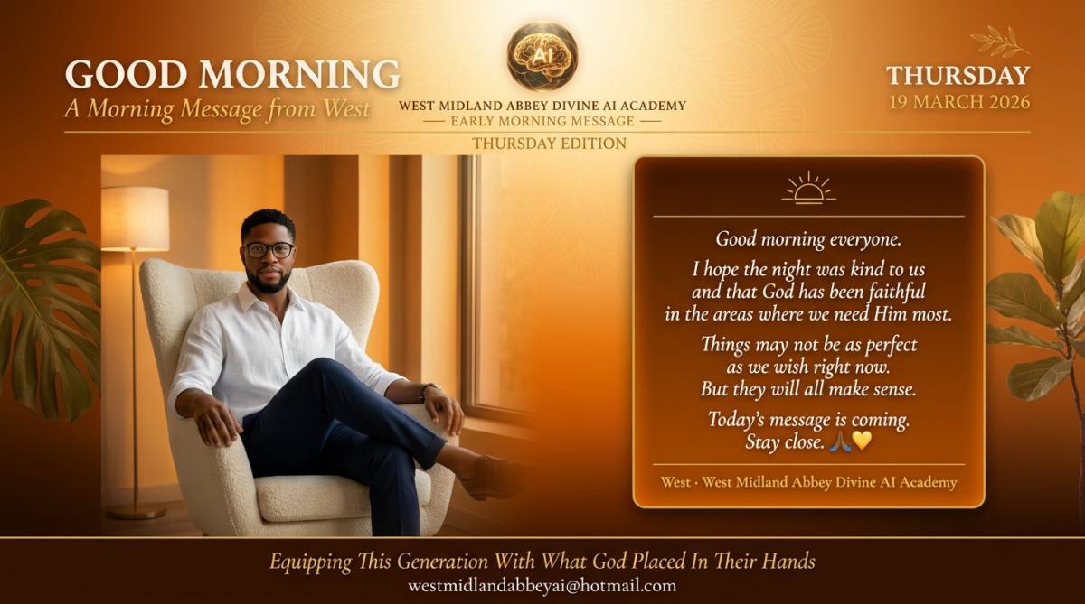 Good morning everyone. I hope the night was kind to us and that God has been faithful in the areas w...