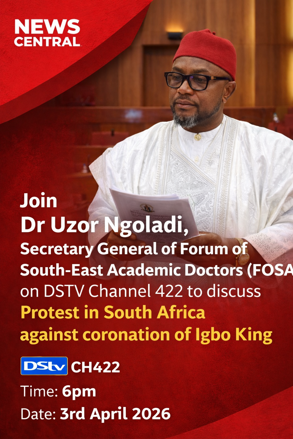 Join us by 6pm today on News Central DSTV CH 422 to discuss protest in South Africa against coronati...