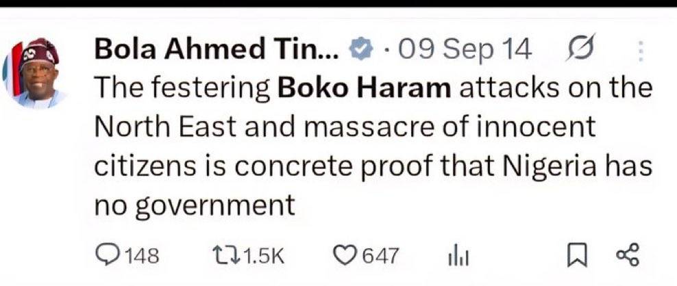 Tinubu shouldn't allow us to remind him pls.
We are fvcking tired of k!llings