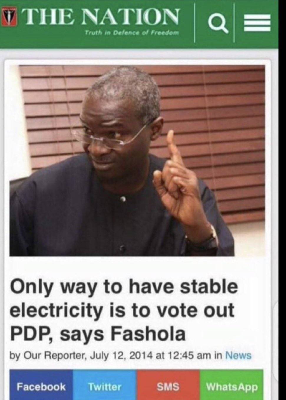 The only way to get stable electricity is to vote out APC.
