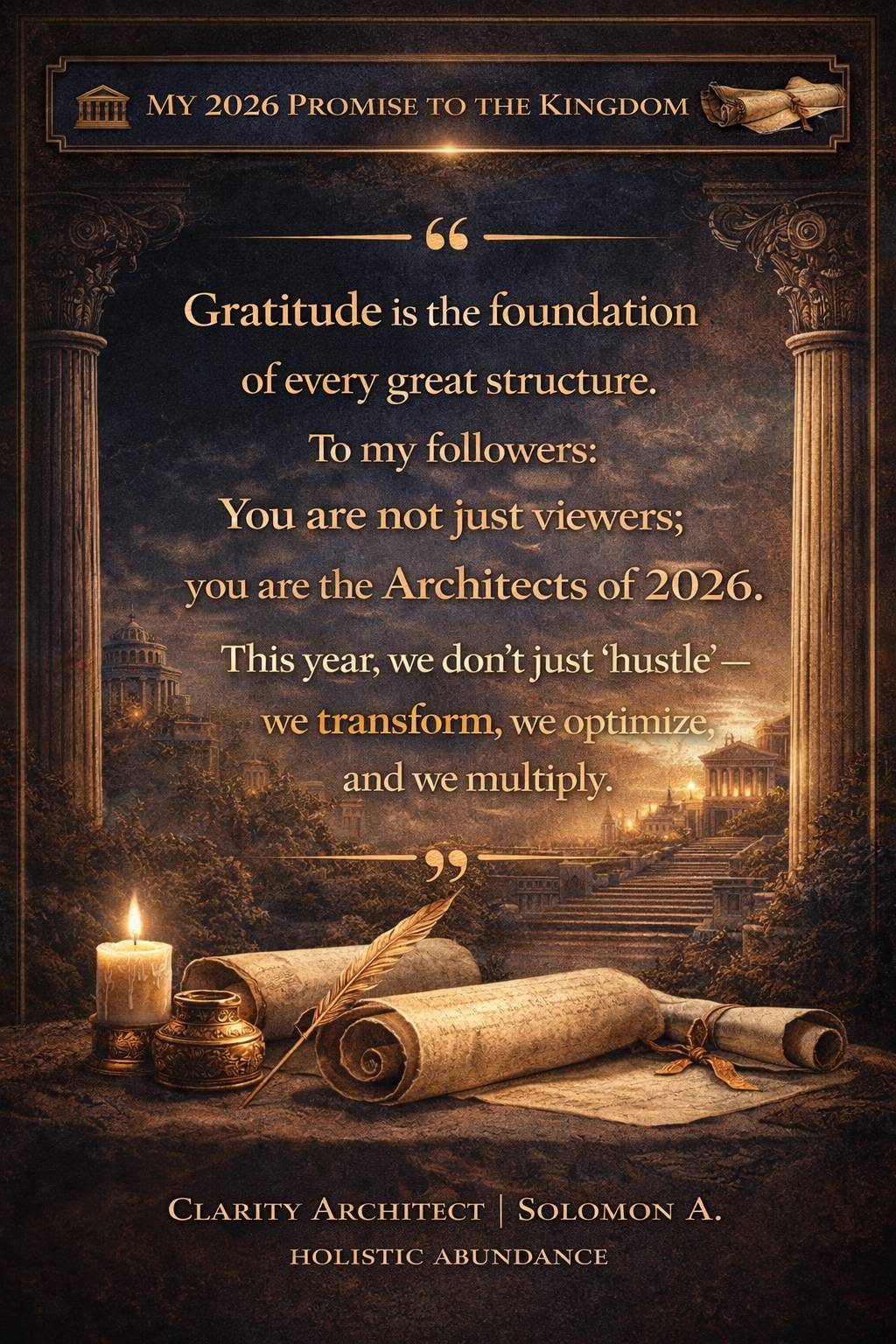 Gratitude is the foundation of every great structure. To my followers: You are not just viewers; you...