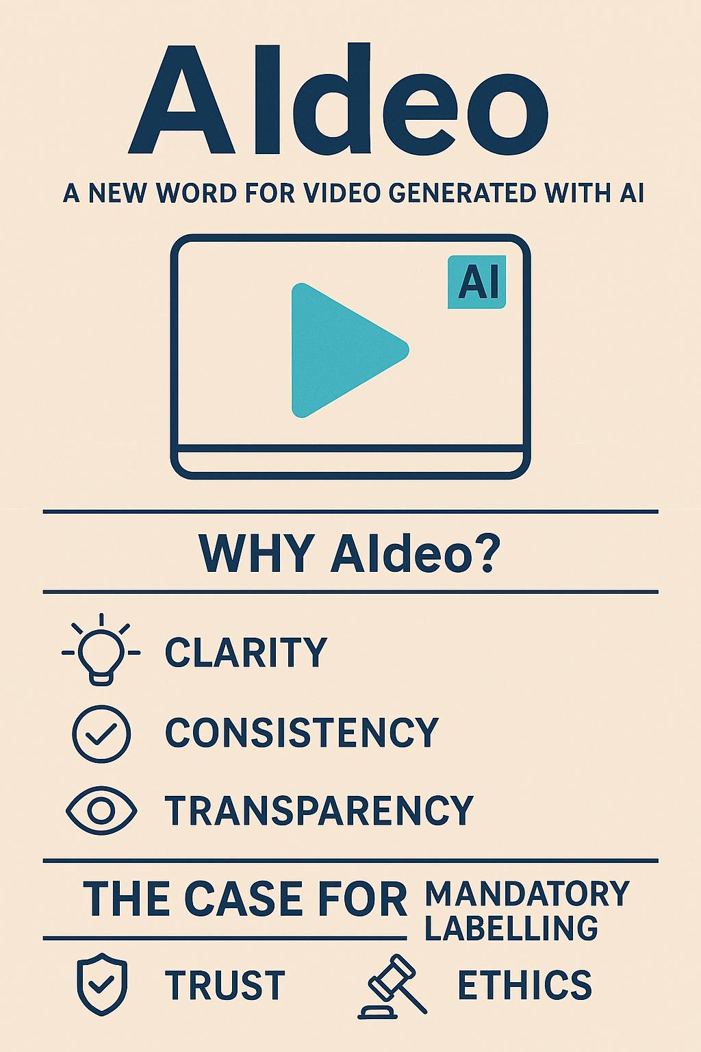 I think it is high time a new word should be invented. "AIdeo" just like "Video". eg: please watch...