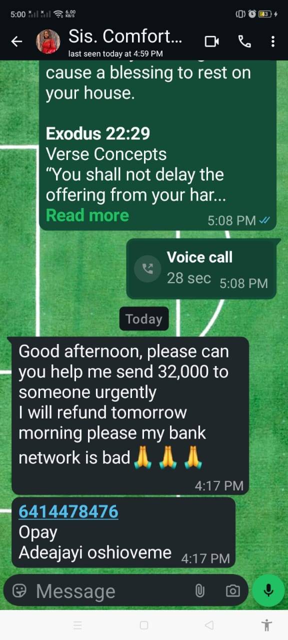 The picture is of a hacker who used a dear mother's WhatsApp account to carry out their dastardly ac...