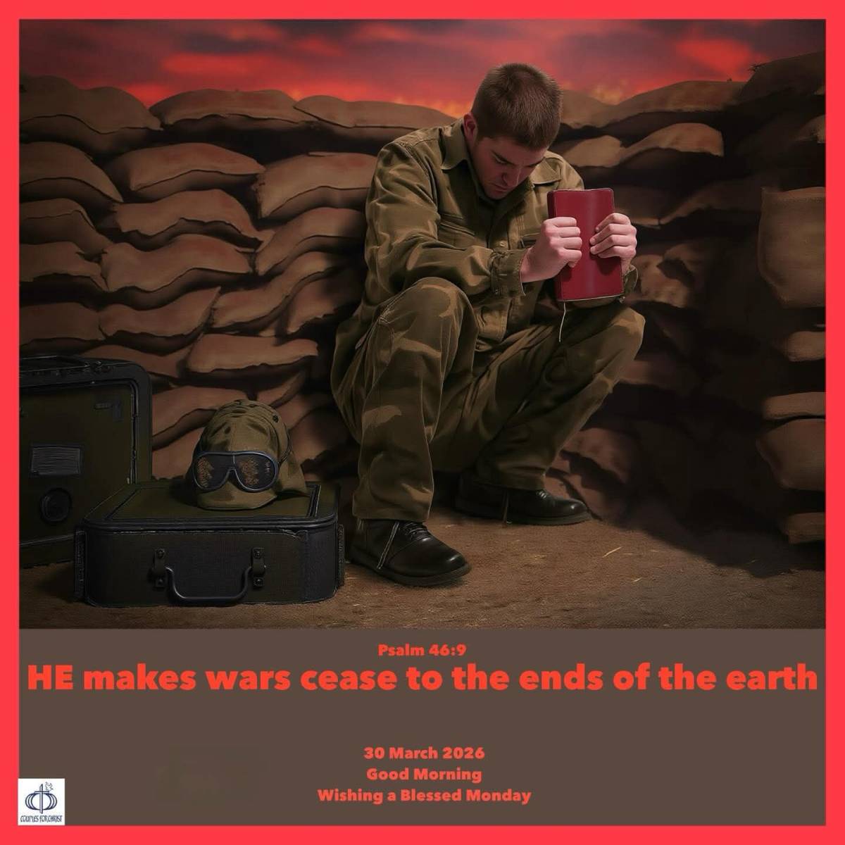 He makes wars cease to the ends of the earth 
(Psalm 46:9)