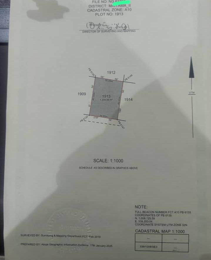 RESIDENTIAL PLOT LOCATED IN MAITAMA II, ABUJA FOR SALE:
★DETAILS★
Plot No: 1913
Land Size:1200sqm
L...
