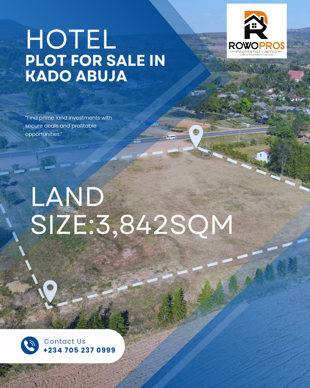 HOTEL PLOT LOCATED IN KADO ABUJA FOR SALE:
★DETAILS★
Plot No:5
Land Size: 3,842sqm
Title: RofO & C...