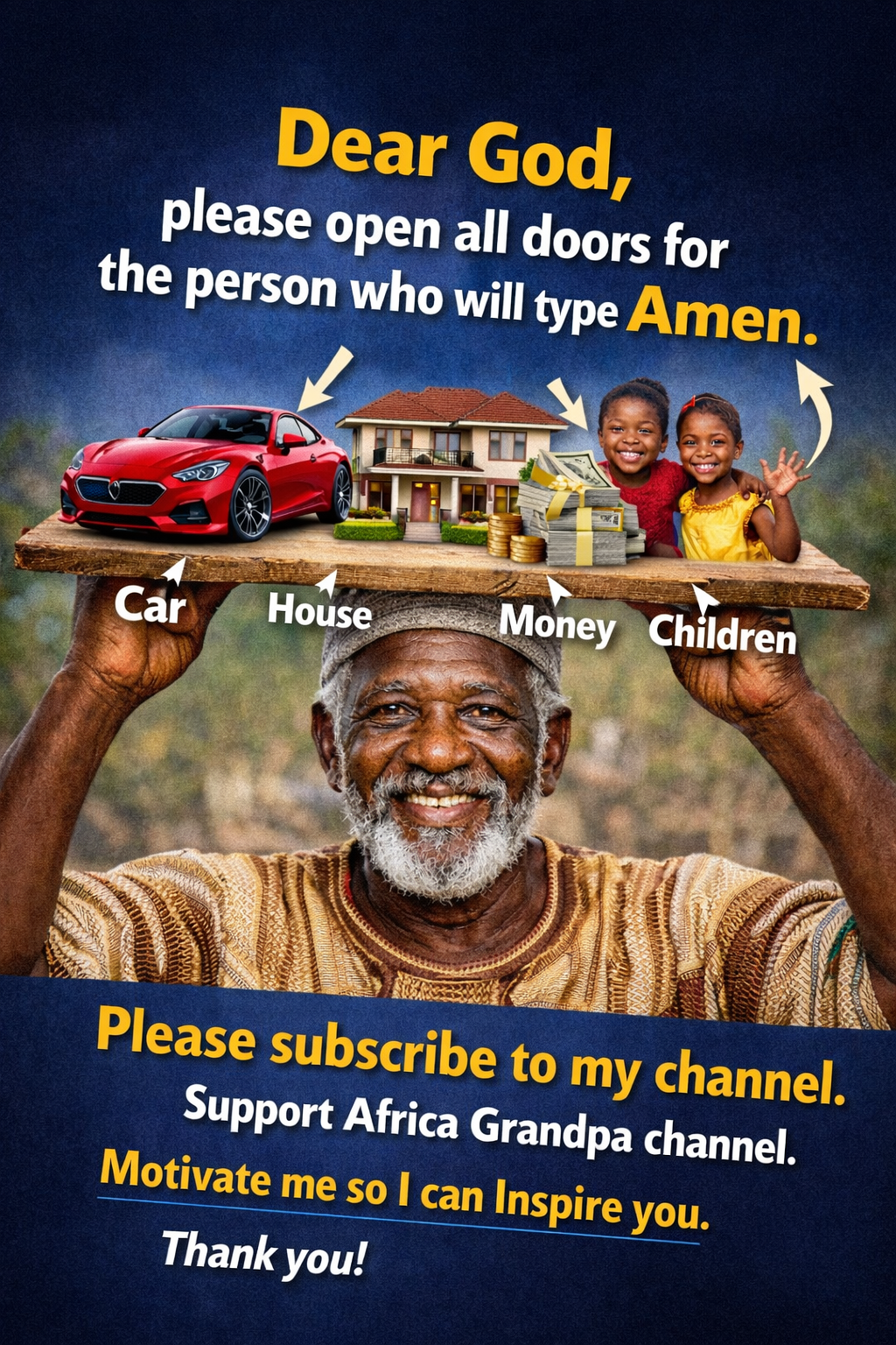 Dear God open all doors the person who will type Amen, please follow Africa Grandpa Quote and Motiv...