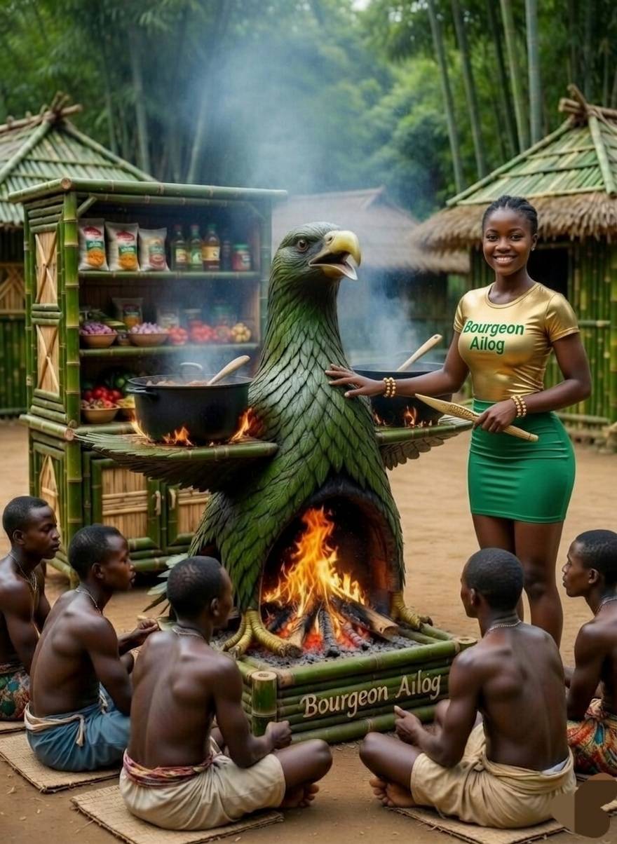 She said 'let me cook'โฆ and the eagle listened! ๐ฅ Golden girl + giant green bird = unstoppable stew...