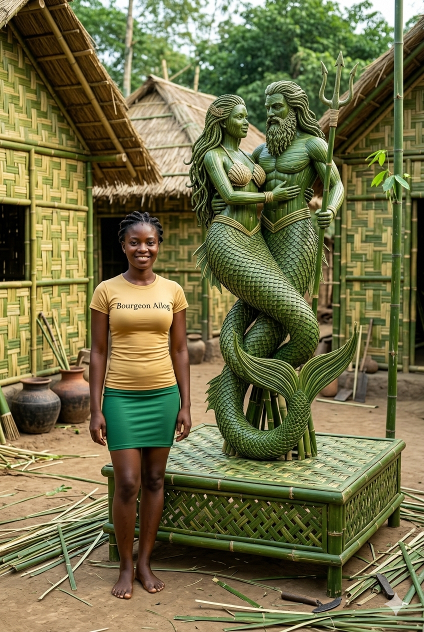 She stood with the water gods, holding court in emerald eternity πͺΈπ #BambooMythology #NaijaMagic #...