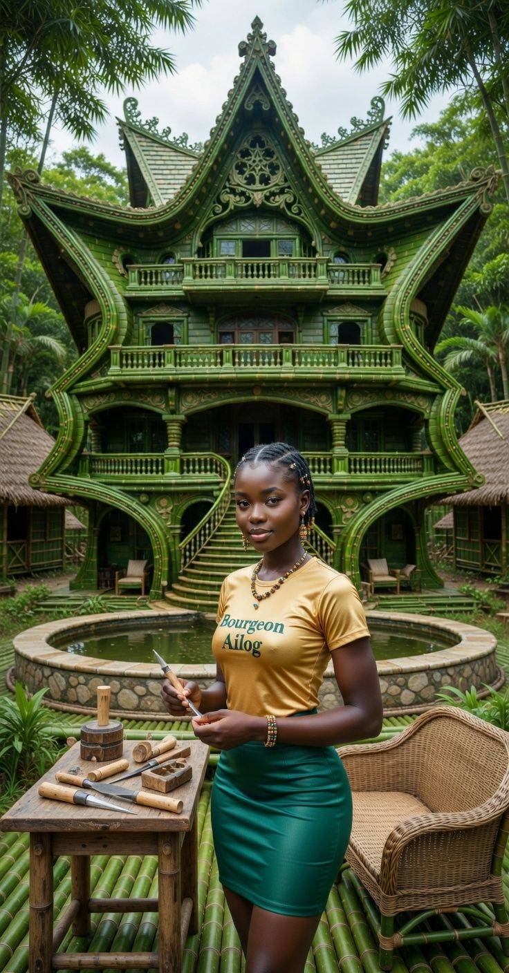 Golden touch, emerald dreams. Carving beauty in every bamboo curve ๐##BourgeonAilog