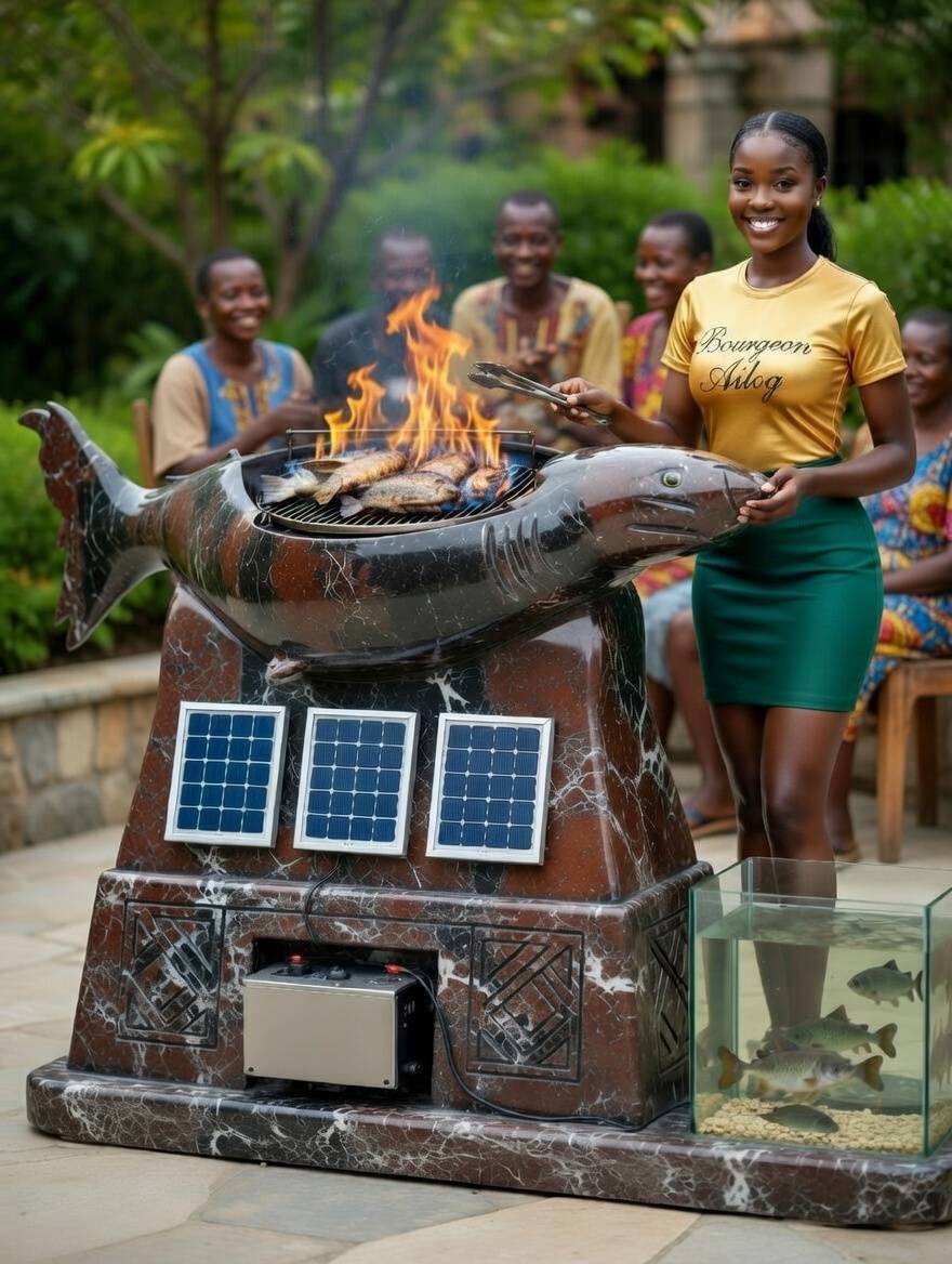 Solar-powered fish grill? Yes, we’re grilling smarter in 2026! 🔥🐟 #SolarBBQ #NaijaInnovation #Bour...