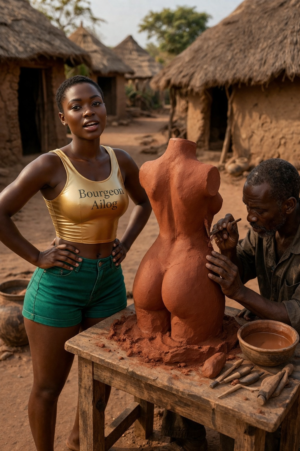 What's she saying? I think she's wondering aloud why when men are asked to create the woman of their...