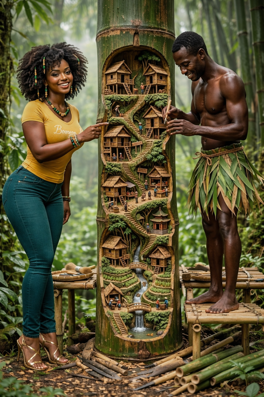 Bamboo dreams and golden smiles πΏπ The perfect blend of creativity and confidence! #BourgeonAilog...