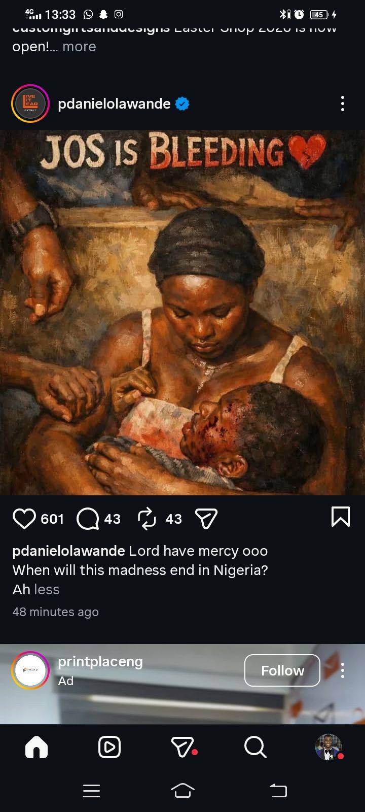 Jos is bleeding, please pray for Nigeria. 🇳🇬