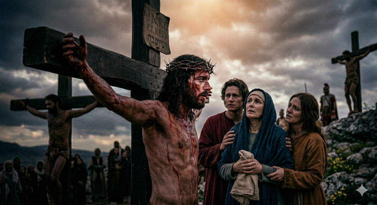 The third words of the Lord Jesus Christ on the Cross.
"Woman, behold your sonโฆ Behold your mother...