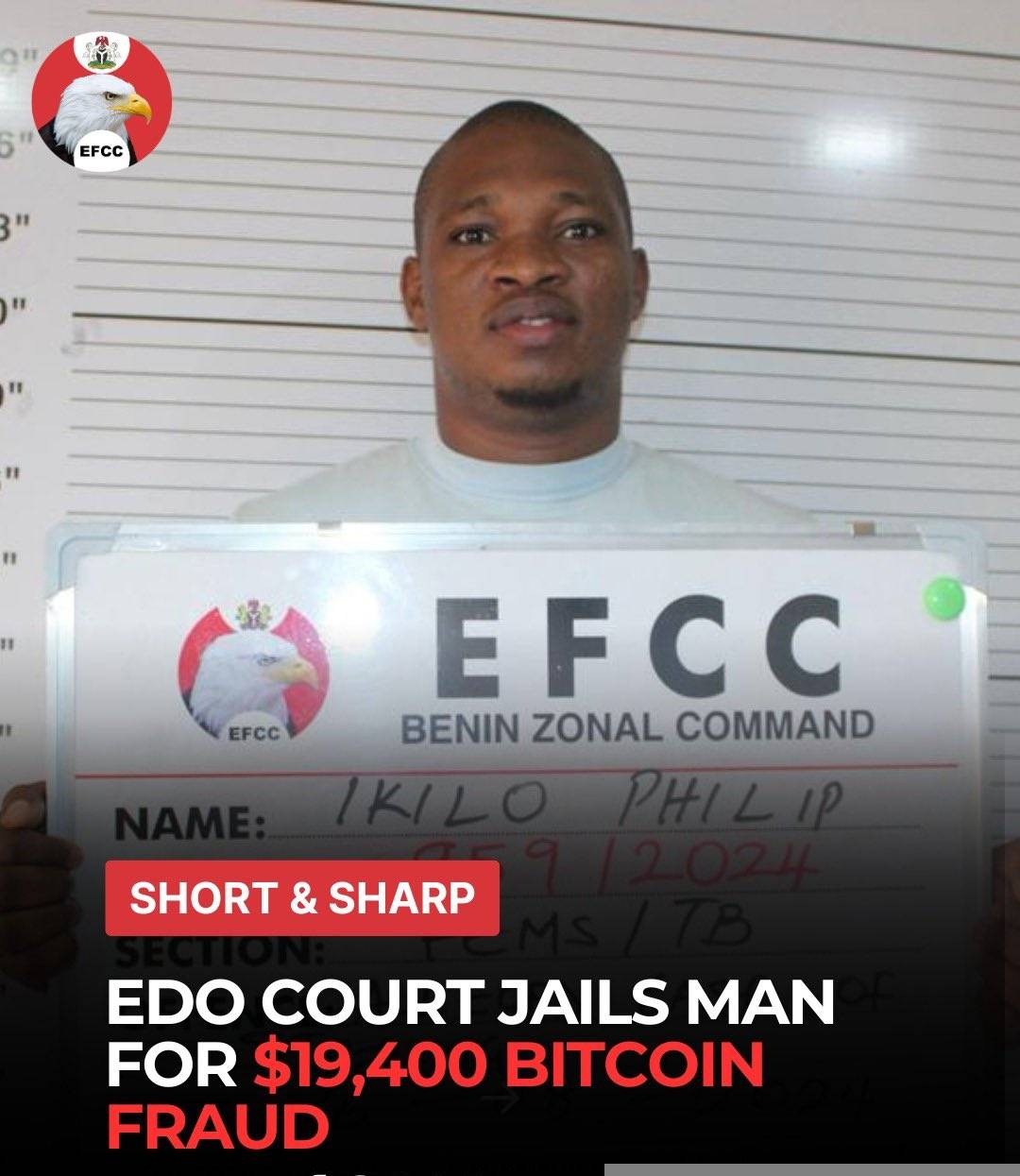 Edo Court Jails Man for $19,400 Bitcoin Fraud
The Benin Zonal Directorate of the Economic and Finan...