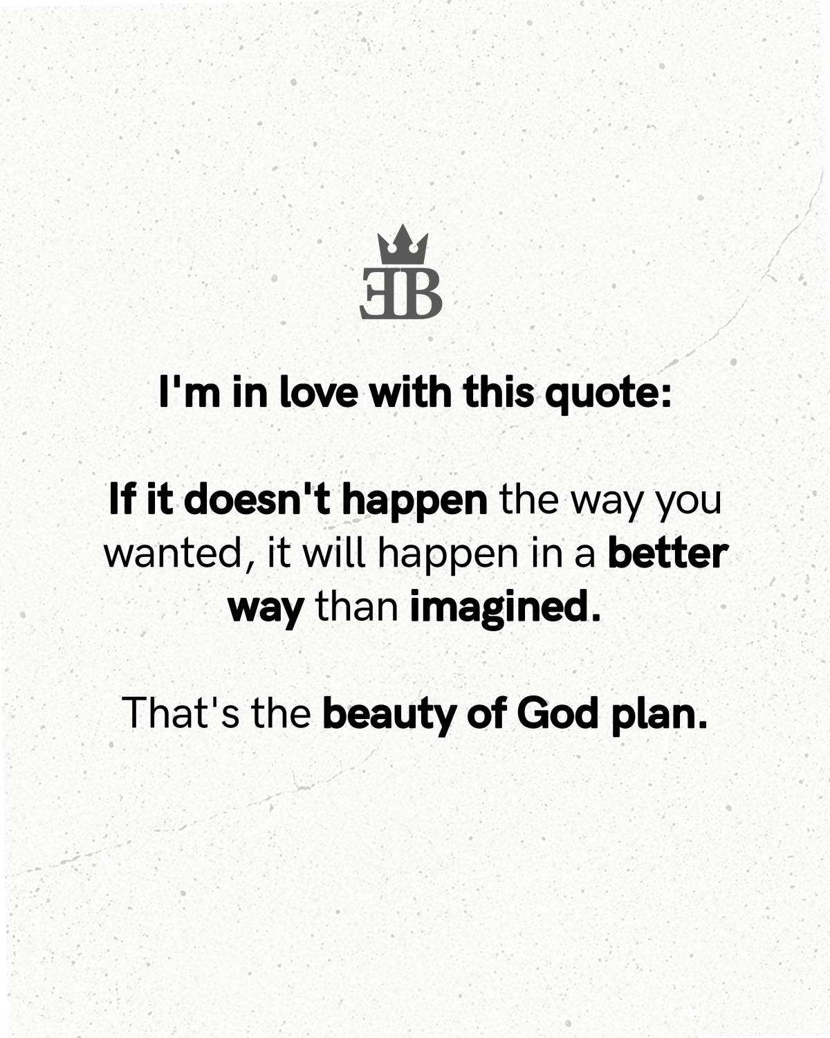 THE BEAUTY OF GOD'S PLAN......