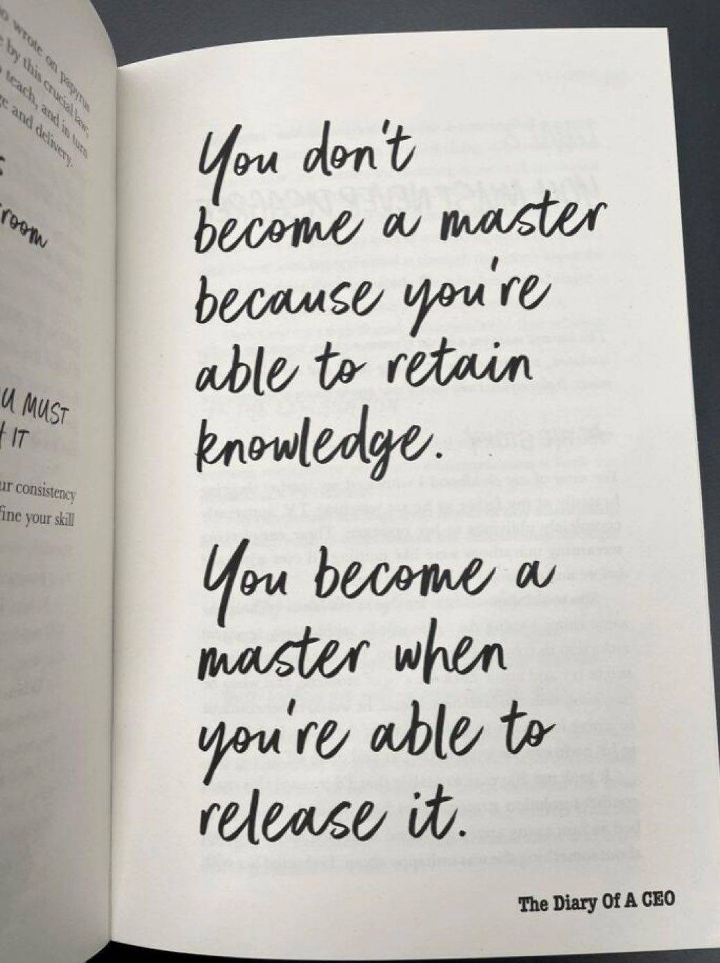 YOU BECOME A MASTER WHEN YOU'RE ABLE TO RELEASE.