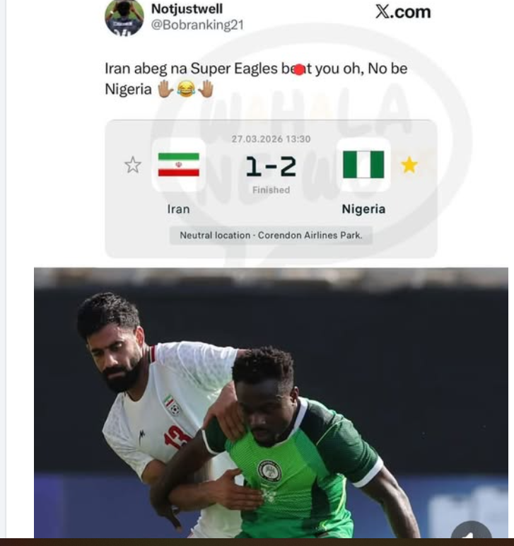 Iran abeg, na Super Eagles be@t una, no be Nigeria o 😂
Abeg ooo🤲🤲
#dailygist